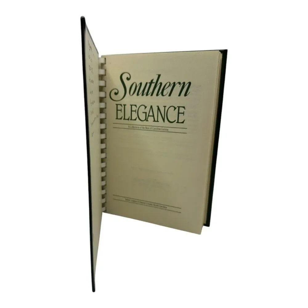 Southern Elegance Green Spiral-Bound Cookbook With Floral‎ Cover & Recipes 1987